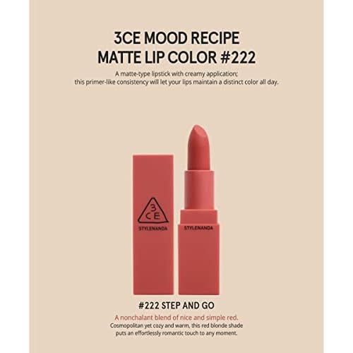 3CE NEW Mood Recipe Matte Lip Color (3 Concept Eyes) Season 2, 218, 219, 220, 221, 222 (222)