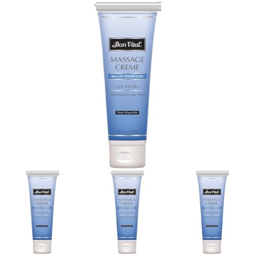 Bon Vital' Multi-Purpose Massage Creme, Professional Massage Cream with Aloe Vera to Relax Sore Muscles, Increase Circulation & Repair Dry Skin, Full Body Massage Cream, 8 Ounces (Packaging May Vary)
