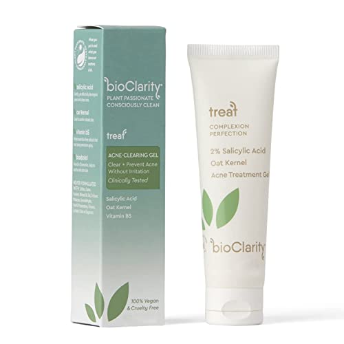 bioClarity Acne Treatment Gel | 2% Salicylic Acid + Moisturizing Oat Kernel | 100% Vegan, Clean Ingredients | 1.75 Fl Oz (Pack Of 3)