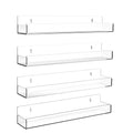 Clear Acrylic Floating Shelves Wall Mounted 15 Inch Invisible Kids Bookshelf Figurine Display Shelf Spice Rack for Office Bathroom Kitchen (4 Pack)