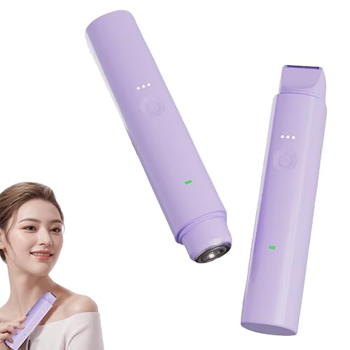 Bikini Trimmer for Women Electric Razors for Women Electric Shaver Female 2-in-1 Bikini Razor for Pubic Hair, Private Area, Legs, Face, Body Hair, Waterproof, Dual Head, Rechargeable (Purple)