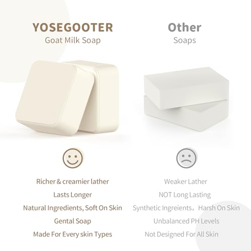 Goats Milk Bar Soap, Natural Face&Body Bath Moisturizing Soap Bar, Gentle on Sensitive Skin Formula, For All Skin Types Men&Women, 2 PACKS