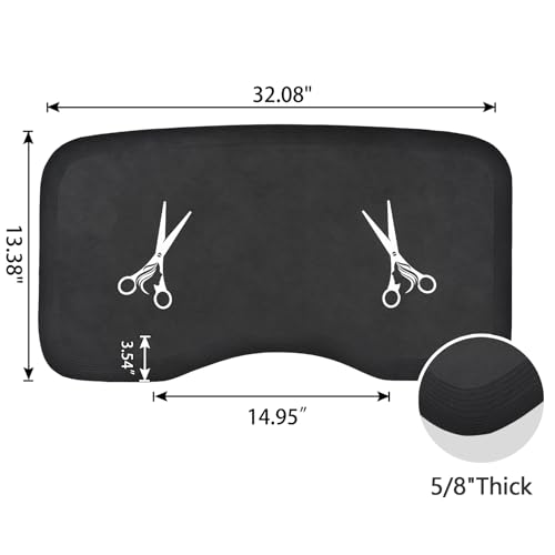 Anti Fatigue Salon Mat for Hair Stylist Anti-Slip Antique Series Salon & Barber Shop Chair Floor Mat (17''x32'' x 5/8'',Scissors)