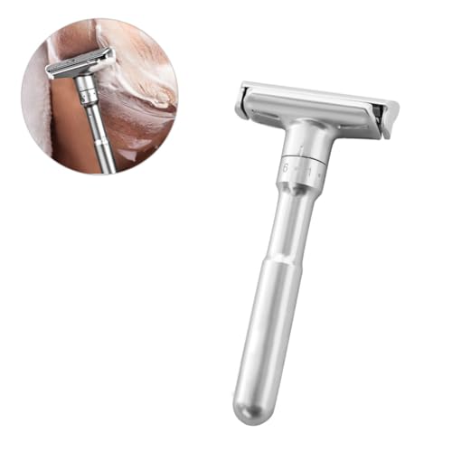 Happyyami Manual Razor Holder Adjustable Double-Sided Men Shaving Face Razor with Blades Lightweight Travel Shaving Machine for Precise Beard Grooming