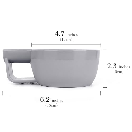 Linkidea Plastic Shaving Soap Bowl with Non-slip Handle, Wide Mouth, Large Capacity, Easier to Lather Ridges, Wet Razor Shave Cream Bowl for Men (Grey)