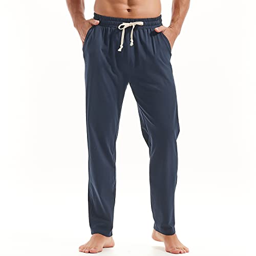 AMY COULEE Mens Cotton Yoga Pants Running Workout Lightweight Sweatpants Open Bottom Lounge Pants with Pockets
