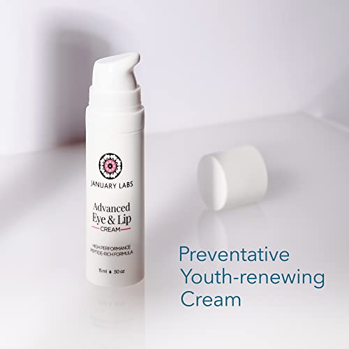 January Labs Advanced Eye and Lip Cream, High-Performance Eye Cream for Dark Circles and Puffiness, Nourishing Lip and Under Eye Cream for Wrinkles, Tri-Peptide Blend for Youthful Glowing Skin, 15mL