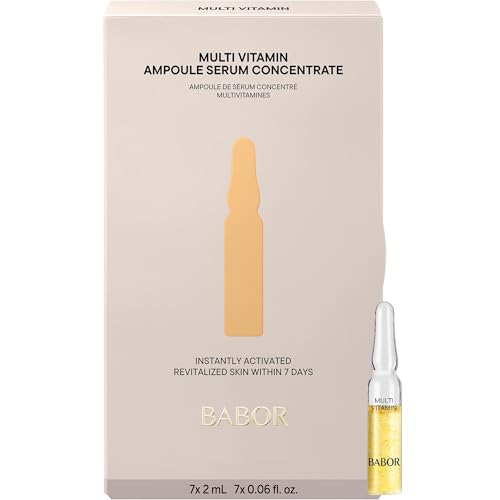 BABOR Multi Vitamin Ampoule Concentrate, Revitalize Dull Tired Skin, Vitamin A Increases Radiance, Vitamin C Evens Tone, Niacinamide Supports Skin Barrier, Vitamin Skincare Capsules, 7 Treatments