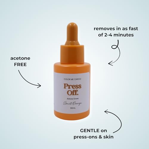 Press Off Nail Removal Serum ? 30ml / 1oz Dropper Bottle | Gentle Press On Nail Glue Remover | No Acetone, Fast & Easy Removal | Color Me Carole (30mL, Sweet Orange)