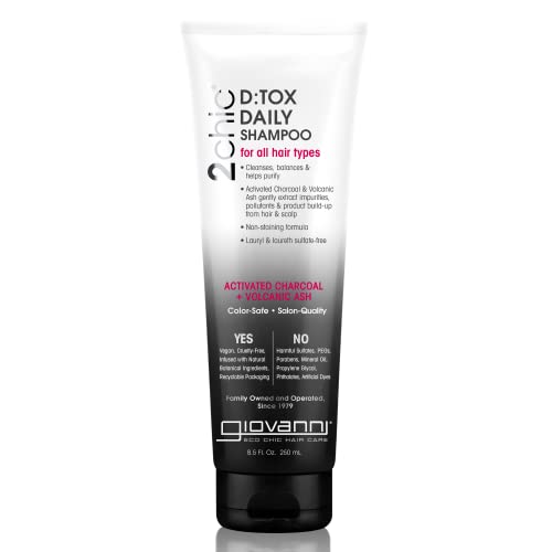GIOVANNI D:tox Daily Shampoo - Activated Charcoal, Super-Antioxidants Acai & Goji Berry - 8.5 oz