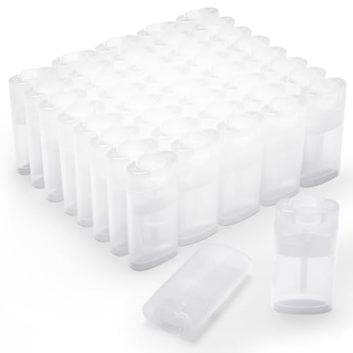 Wesiti 100 Pcs Plastic Empty Deodorant Containers 1/2 oz Travel Deodorant 15ml Refillable Containers Tubes Oval Lip Balm Tubes for Lip Balm DIY (Clear)