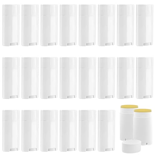 30 Pack 75ml/2.5oz Empty Deodorant Containers Refillable Deodorant Tubes White Oval Twist-Up Lip Balm Tubes for Homemade DIY Lipstick Crayon Lotion Chapstick