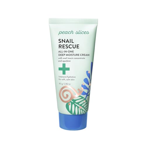 Peach Slices - Snail Rescue All-in-One Deep Moisture Cream (2.82 oz) - Snail Mucin - Intensive Hydration, Soft Skin - Squalane, Hyaluronic Acid & Cica - Vegan, Cruelty Free, Korean Skin Care & Beauty