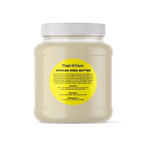 Plant Guru Raw African Shea Butter 3 lbs. Bulk 100% Pure Natural Unrefined IVORY Grade A - Ideal Moisturizer For Dry Skin, Body, Face And Hair Growth. Great For DIY Soap and Lip balm Making.