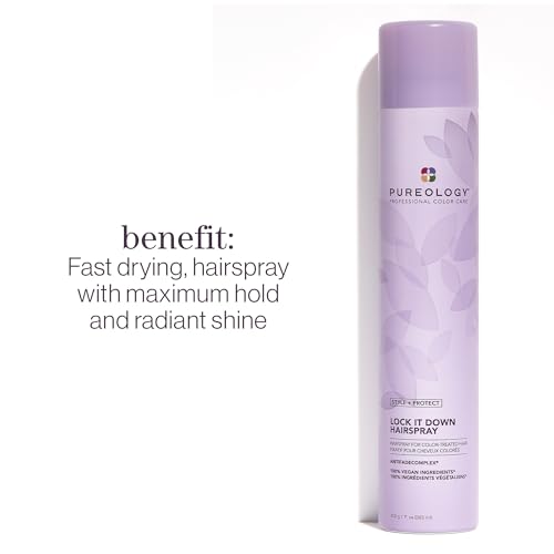 Pureology Style + Protect Lock It Down Hairspray for Color-Treated Hair, Maximum Hold, 11 Ounce