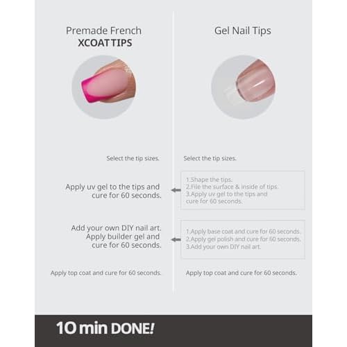 BTArtboxnails French Tip Press On Nails - Pink Short Square Valentines Press On Nails, Soft Gel Nail Tips, 160Pcs Soak Off Acrylic Fake Nail Extension in 16 Sizes
