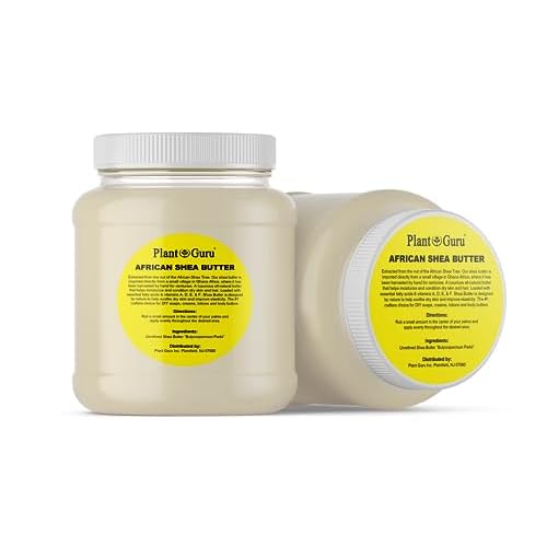 Plant Guru Raw African Shea Butter 3 lbs. Bulk 100% Pure Natural Unrefined IVORY Grade A - Ideal Moisturizer For Dry Skin, Body, Face And Hair Growth. Great For DIY Soap and Lip balm Making.