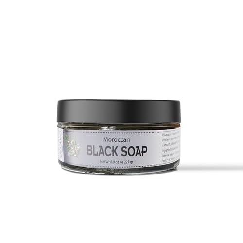 Zakia's Morocco Black Soap (Beldi Soap) Original - 100% natural Moroccan Black Soap, Body Scrub, Pure & Natural, Purifying, Cleansing, exfoliating for Hammam Ritual- 8.0 Oz / 226gr