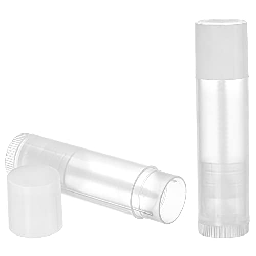 Bekith 100 Pack 5.5ml Empty Lip Balm Tubes, Clear Lip Balm Containers with White Caps