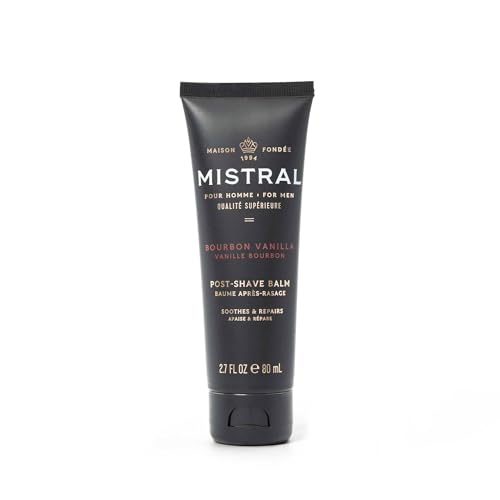Mistral After Shave Balm, Bourbon Vanilla - 2.7 Fl Oz | Hydrating Aftershave for Men with Aloe & Jojoba Oil | Non-Greasy Post Shave Moisturizer, Soothes Razor Burn, Made in France, Paraben-Free