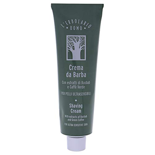 L'Erbolario Baobab and Green Coffee Shaving Cream - Non Foaming for More Razor Control - Emollient Action Prepares Your Skin for A Very Gentle and Easy Shave - Tones and Softens Your Skin - 5.07 Oz