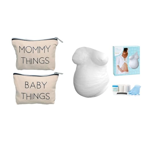 Bundle of Pearhead Mommy and Baby Travel Pouch + Pearhead Belly Casting Kit