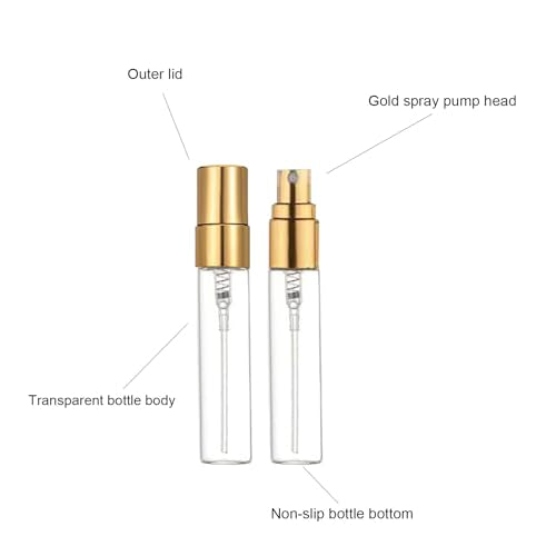 20 Pcs 5ml Clear Glass Mini Spray Bottle,Empty Sample Bottle Fine Mist Spray Bottles for Perfume,Liquids,Travel Refillable Bottle (Clear, 5ml)