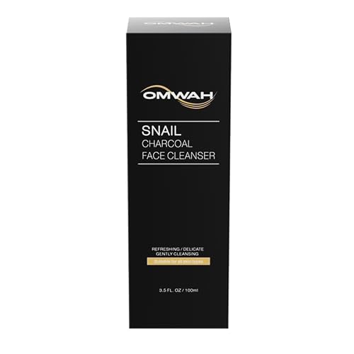 OMWAH Advanced Snail Mucin Gel Face Cleanser Infused with Activated Charcoal | Rich Daily Deep Cleansing Gel (3.5 OZ)