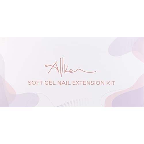 Allkem Soft Gel Full Cover Nail Tips and UV Glue Gel with Portable UV Light | 240 Pcs Short Stiletto & Medium Square Shape Soft Gel Nail Extension Set