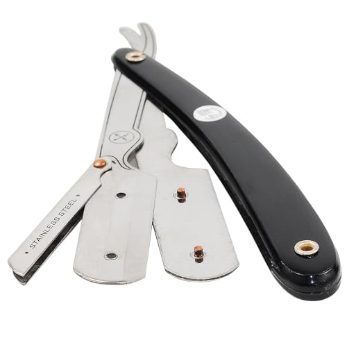 Parker SRB Straight Edge Barber Razor ? Stainless Steel Blade Arm & Resin Handle ? Uses Half Double Edge Razor Blades ? Includes 5 Pre-Cut Blades ? Professional Shaving Tool