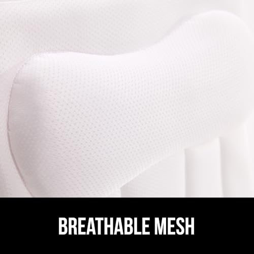 GORILLA GRIP Bath Pillow for Tub, Strong Suction Cups, Headrest with Mesh FlexComfort Technology, Neck, Head and Back Support, Luxury Machine Wash Bathtub Pillows, Spa Essential Accessories, White