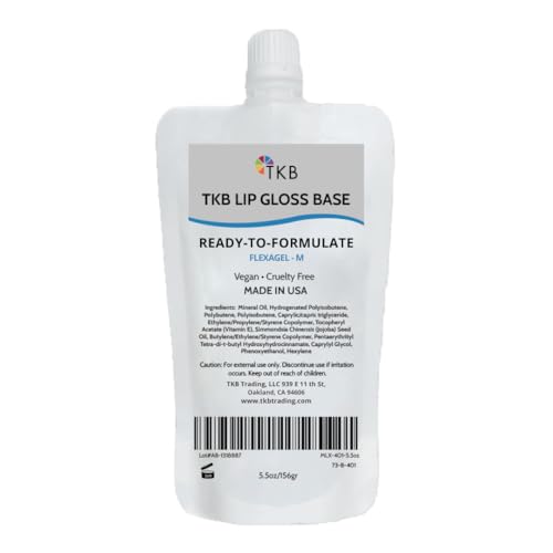 TKB Lip Gloss Base (Flexagel M) | Ready-To-Formulate| Moisturizing, High Shine, Crystal Clear, Vegan and Cruelty free| Made in USA. (5.5oz (156g))