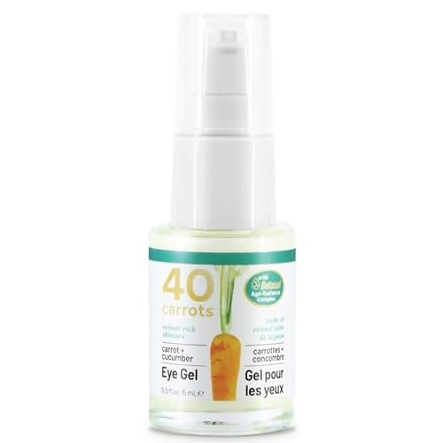40 Carrots Carrot & Cucumber Eye Gel with Retinol for All Skin Types - Smooths Fine Lines & Reduces Wrinkles, Crow's Feet, Dark Circles, Under Eye Bags | Paraben Free (0.5 fl oz)