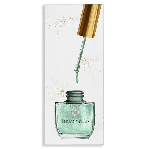 Stupell Industries Makeup Nail Polish Brush Cyan Gold Fashion, Design by Artist Ziwei Li Wall Art, 13 x 30, Canvas