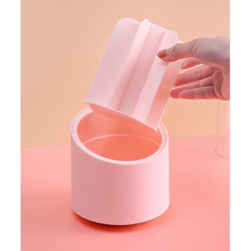 Makeup Brushes Holder Organizer with Clear Lid,360 Degree Rotating Makeup Brush Storage Container Dustfree Cosmetic Display Case Holder for Bathroom Countertop Vanity Desktop (Pink)