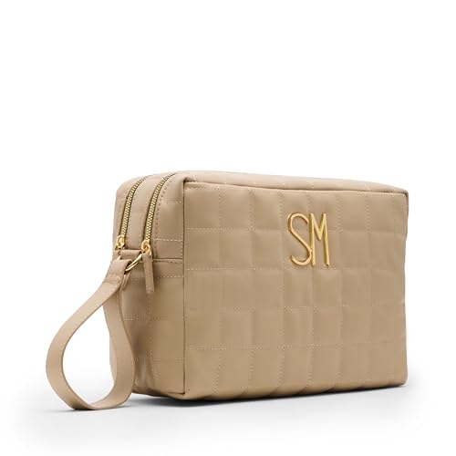 Steve Madden Women's Dobby Double Zip Cosmetic Bag, Timeless Taupe