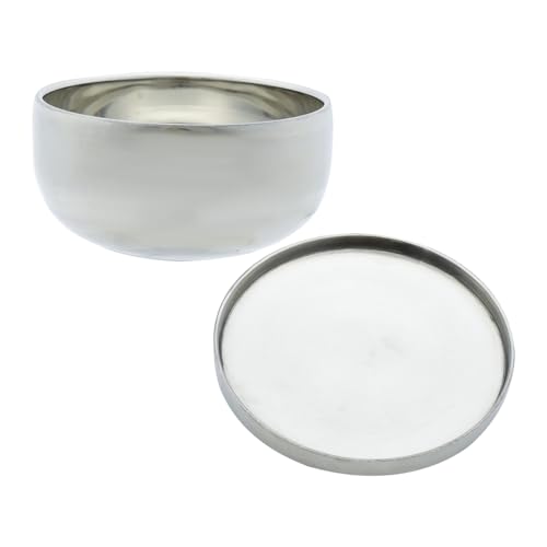 lasenersm 1 Piece Stainless Steel Shaving Soap Bowl with Lid Shaving Soap Mug Bowl Shaving Bowl Shaving Foam Bowl Shaving Cream Bowl For Men, 4.33 x 2.16 Inches, Silver