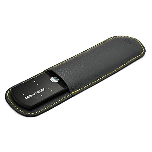 GERMANIKURE Pedicure Bar, Foot File, & Callous Remover - Black Glass with Leather Sleeve Ethically Made in Czech Republic