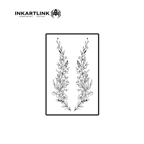INKARTLINK Semi Permanent Tattoo, Realistic Flower Tattoo, Niche, Lasts 7-15 Days, Suitable for Boys and Girls, Waterproof and Non-reflective, Exquisite Packaging, Unique Design (Flower Vine)