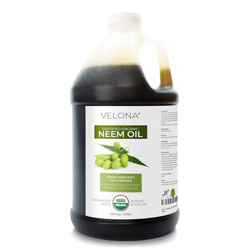 velona Neem Oil USDA Certified Organic - 1 Gallon / 128 Fl Oz | 100% Pure and Natural Carrier Oil | Virgin, Unrefined, Cold Pressed | Hair, Body and Skin Care | Use Today - Enjoy Results