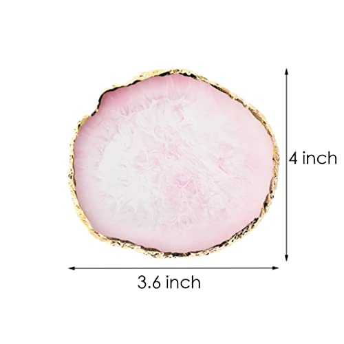 Resin Nail Art Palette, Nail Art Painting Mixed Color Palette Gold Edge Nail Gel Color Makeup Display Board (Pink+White)
