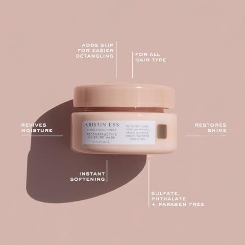 Kristin Ess Hydrating Deep Conditioner Protein Hair Mask - Shea Butter + Coconut Oil Hair Treatment for Dry Damaged Hair - Deep Conditioning, Strengthening, Softening, Anti-Frizz - Pear + Amber Scent