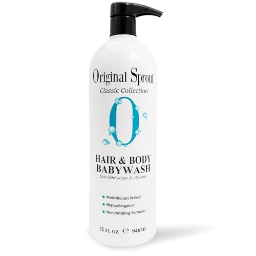 Original Sprout Baby Shampoo and Body Wash, Hypoallergenic Formula with Organic Calendula & Rosemary for Sensitive Hair & Skin, 32 oz. Bottle