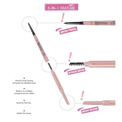 J.CAT BEAUTY 3 in 1 Mapping and Shaping Brow Pencil, Soft Black, Women's Makeup and Accessories