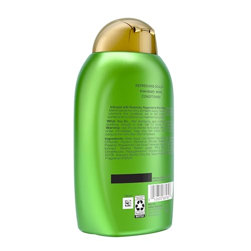 OGX Extra Strength Refreshing Scalp + Rosemary Mint Conditioner, Nourishing Hair & Scalp Conditioner Infused with Rosemary for Healthy-Looking Hair, Sulfate-Free Surfactants, 13 fl. oz