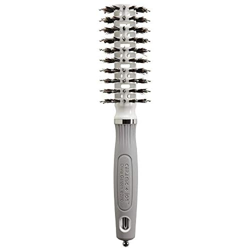 Olivia Garden Ceramic + Ion Turbo Vent Pro Hair Brush - Round Dry Brush - Not Electrical - Professional Blowout Brush for Fine Hair - For Short and Medium Lengths