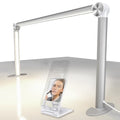 STOLAS Half Moon Light for Nail Desk with Phone Holder, 14 inch Height 3 Modes 3000K-6000K Dimmable LED Light, Desk Lamp for Nail Tech (Silver)
