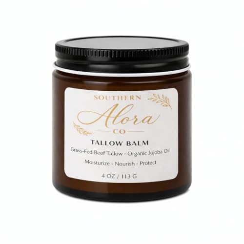 Grass Fed Beef Tallow Balm ?Tallow Moisturizer for Dry & Sensitive Skin ? Natural Face & Body Cream with Organic Jojoba Oil ? Unscented 4 oz