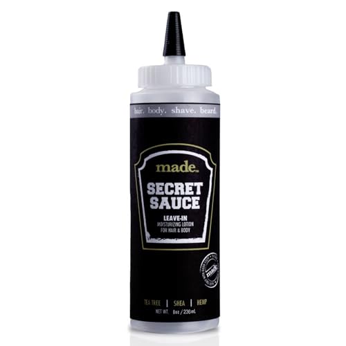 made The Secret Sauce | Multipurpose Moisturizer for Hair, Face, Body & Beard | Modern Bay Rum Scent | Lightweight Leave-In Conditioner with Coconut, Hemp Seed & Tea Tree Oils | 8 oz