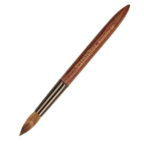 100% Pure Kolinsky Hair Acrylic Nail Brush Sandalwood Handle Professional Manicure Brushes for Powder Nail Acrylic Application - Salon & DIY Nail Art Essentials - Size 18, 1.0 Count